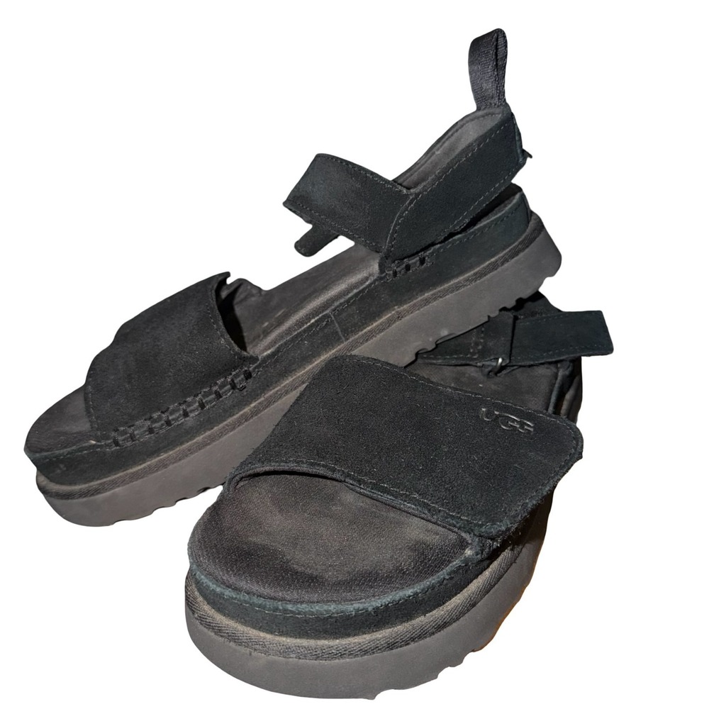 UGG Goldenstar Platform Suede Sandal. Black US9/UK7/EU40